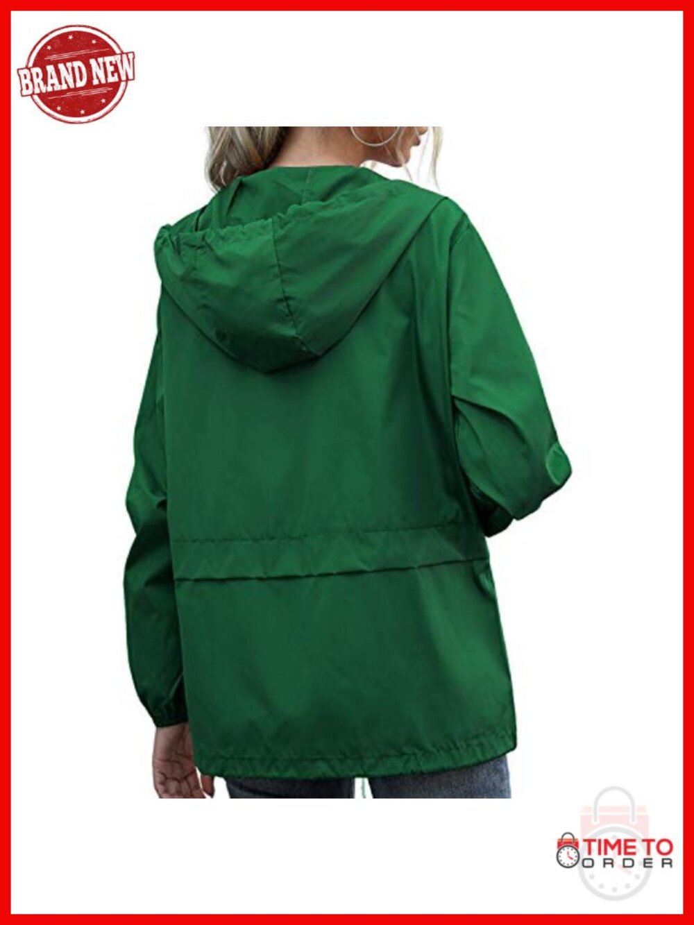 Waterproof Rain Jacket Hooded Lightweight Windbreaker with Pockets - Picture 2 of 6
